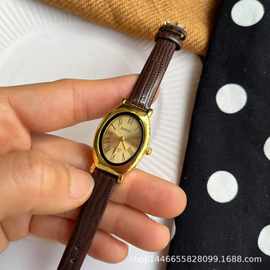 椭圆盘复古石英表小众高级休闲女士手表简约文艺女表腕表批发
