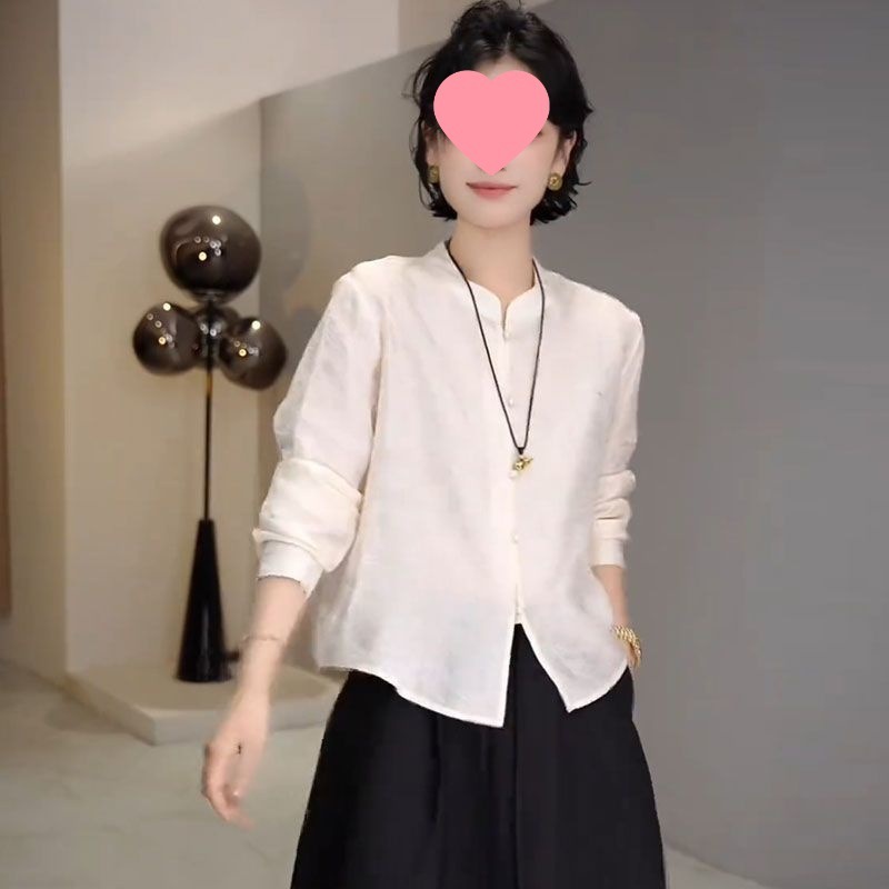 中式减龄套装女秋装新中式单排扣提花上衣+半身裙+飘带马甲三件套|undefined