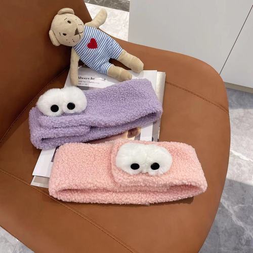 Adorable Lamb Fur Face Mask Comfortable Invisible Wide Velcro Headband Korean Postpartum Head Scarf Korean Style Hair Accessory