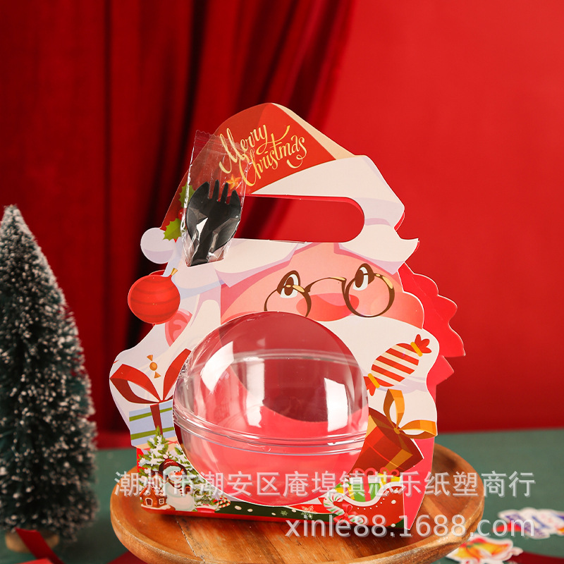 Caja de pastel de Navidad Bola de mousse portátil bola roja neta transparente merienda hornear caja de embalaje de fruta segura
