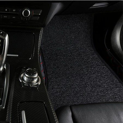 BMW floor mats, full coverage for, Ayaqaltılar (Kovriklər) - passenger-side-double-layer-black-with-red-stitching-black-silk-loop