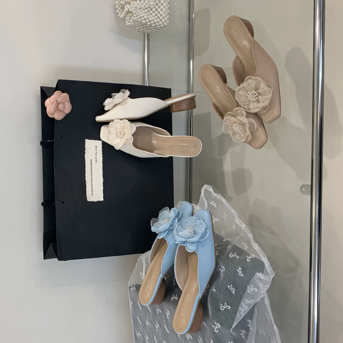 Французские полусапожки на низком каблуке с цветочным носком для женщин, для ношения на улице весной и летом 2025 года, ретро-обувь в стиле феи, подходящая к юбкам