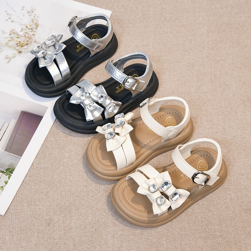 Sandali da bambina alla moda con fiocco, suola morbida, scarpe casual leggere con cinturino regolabile per bambine piccole e grandi, ciabatte estive da spiaggia_voghion.com