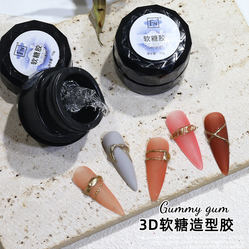 批发nails美甲软糖胶3D立体PVC固态啫喱胶DIY造型雕花水晶甲油胶