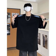 250g新疆重磅圆领精梳棉双纱男女纯色短袖宽松半袖打底衫体恤