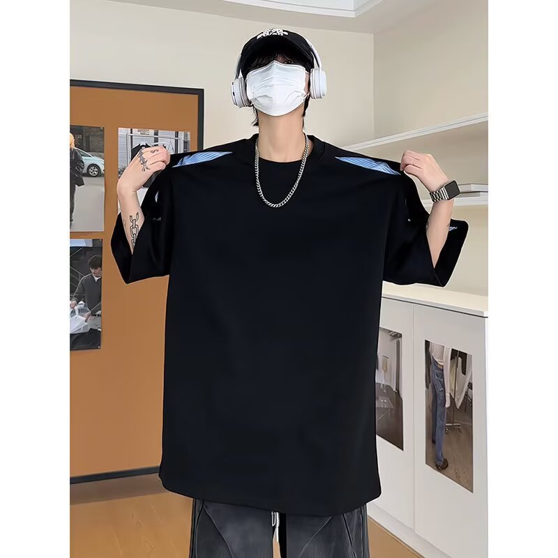 250g新疆重磅圆领精梳棉双纱男女纯色短袖宽松半袖打底衫体恤
