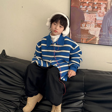 儿童毛衣开衫2025秋冬童装新款针织衫男童条纹宽松休闲装上衣毛线