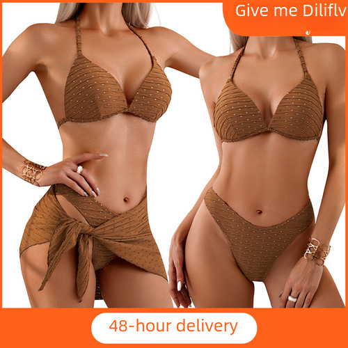 European and American new style three-piece bikini dress-style swimsuit, special fabric bikini, manufacturer wholesale