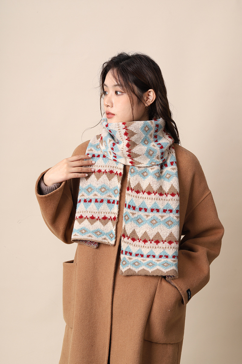 Sciarpa femminile in lana boema ispessita migliorata, stile etnico Xizang, sciarpa autunnale e invernale_voghion.com