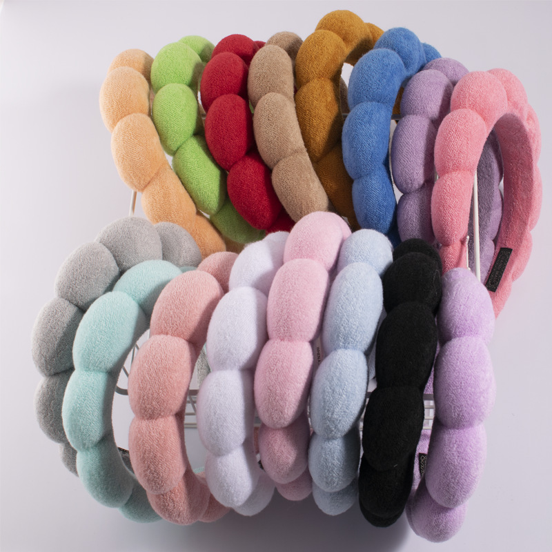 Simple Style Color Block Towel Velvet Hair Band display picture 3