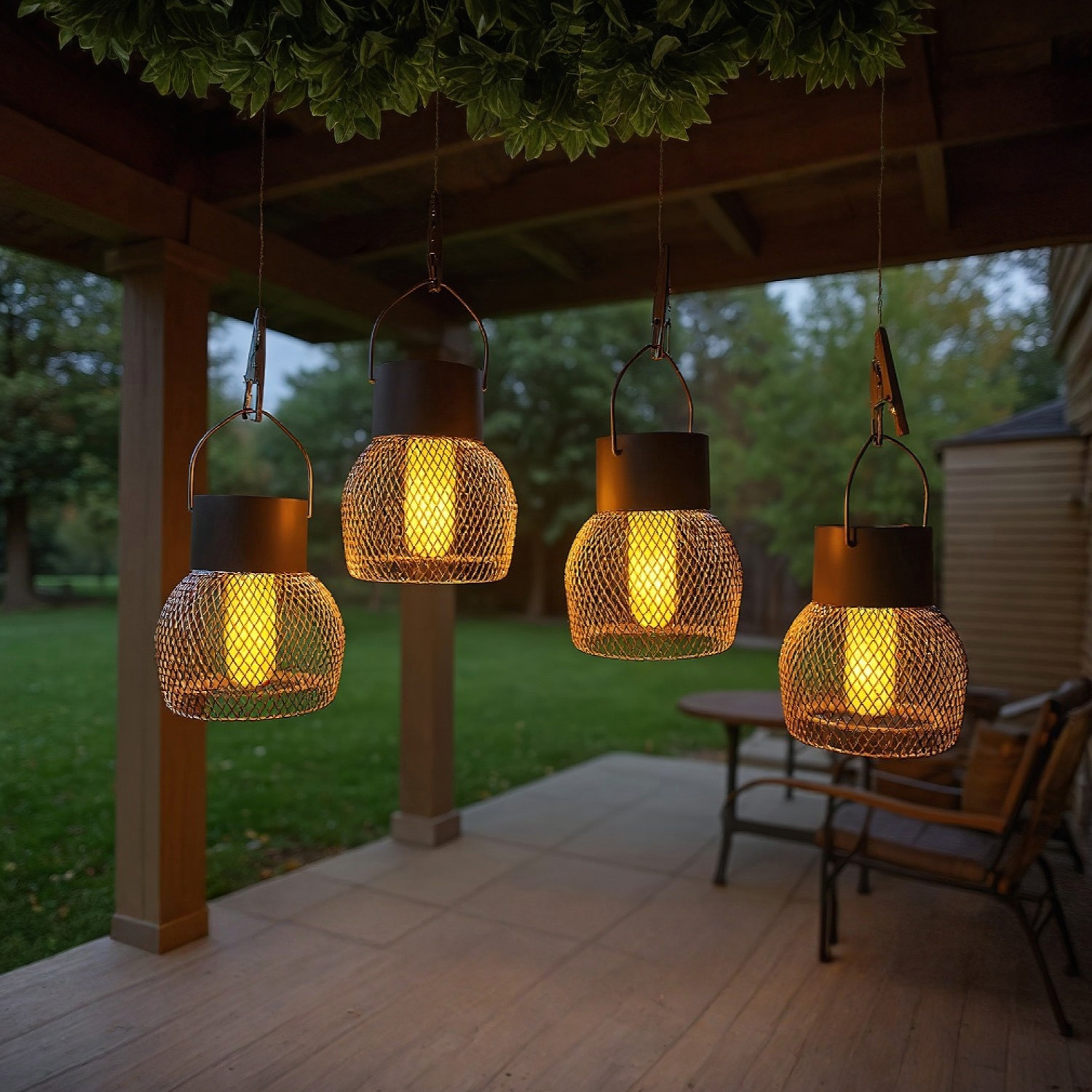 Outdoor Solar Copper Tube Small Hanging Ball Flame Lamp Hollow Hanging Lamp Branch Atmosphere Led Lamp Courtyard Garden Hanging