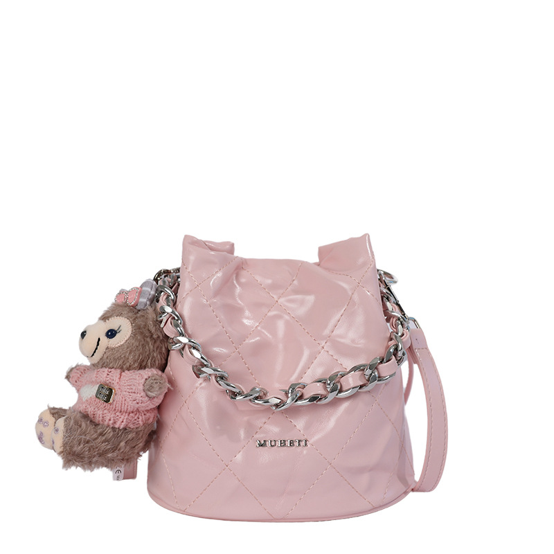 Bolsa de viento de fragancia para mujeres 2025, nueva moda de verano versátil bolso de cadena de diamante diario sensación de estilo extranjero bolso de cubo
