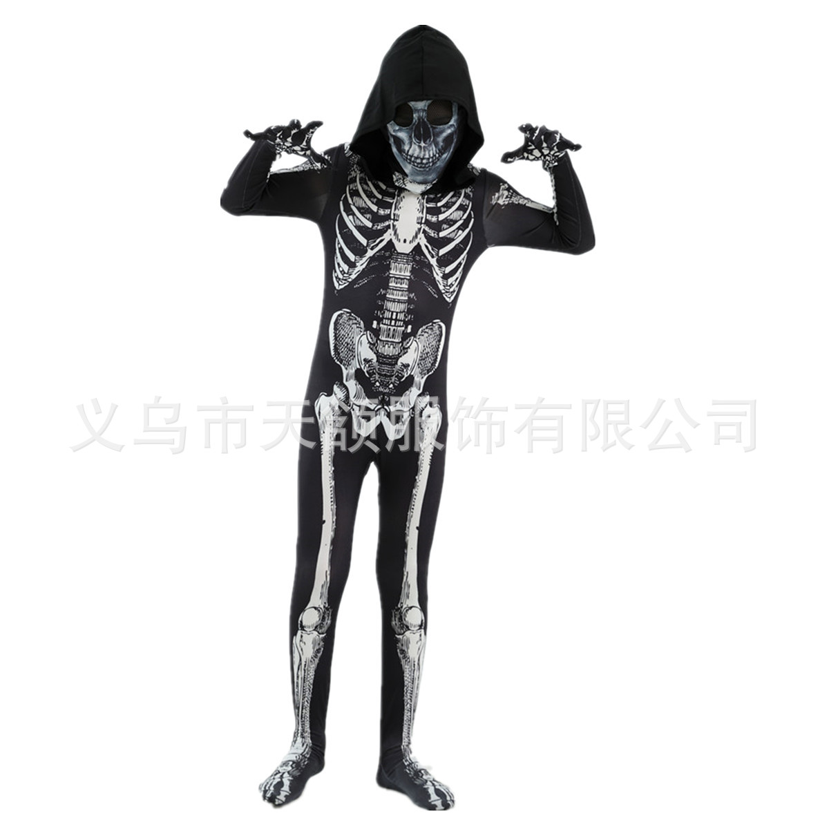 Ropa de vestir con estampado de esqueleto con capucha de calavera para niños