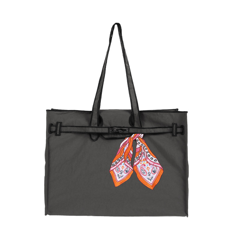 다크 그레이 스누피 스카프 토트백
