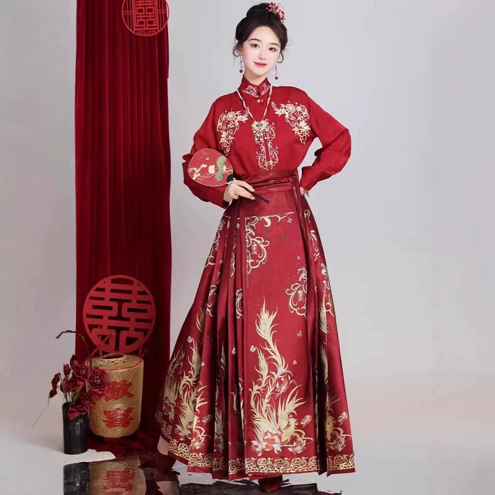 Новый китайский стиль золотой феникс ткацкий золотой макияж цветочный конский костюм