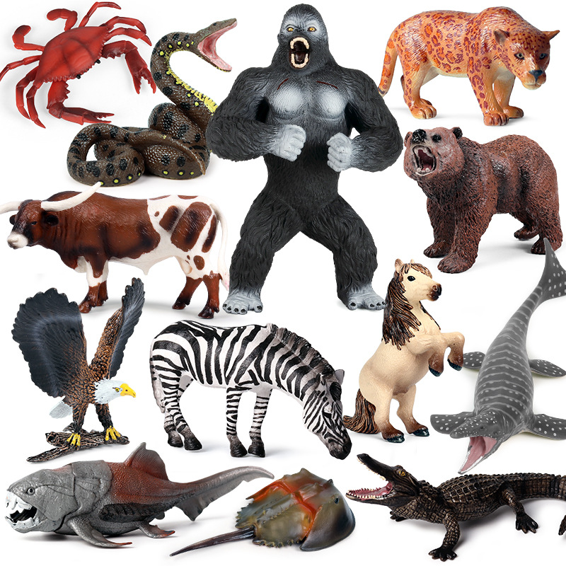 儿童玩具仿真野生动物模型长颈鹿大象老虎狮子猎豹狼鳄鱼认知摆件