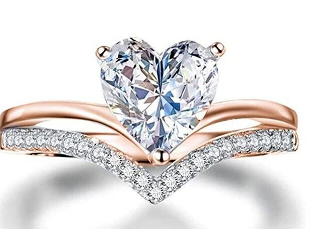 Plating, Inlay Design 1 Piece Heart Shape Rings Alloy Zircon Women'S Glam Rings