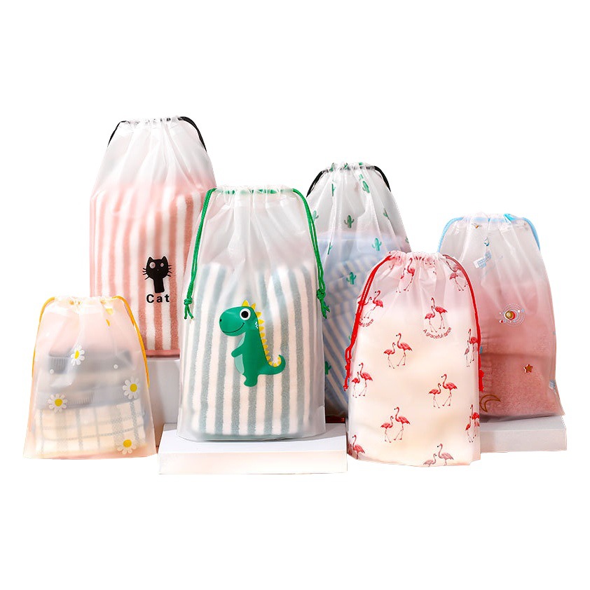 巾着ポケット服靴旅行収納袋透明靴下靴プラスチック包装袋卸売プラスチック巾着袋