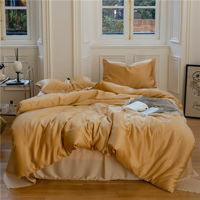 Lysel Tensick cama de cuatro piezas de verano sábanas de seda de cristal azul cubierta de seda dormitorio de tres piezas