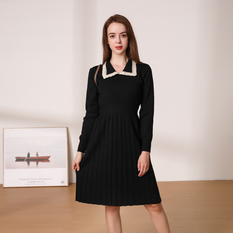 Autumn and Winter 2023 Women's Knitted Long Sleeve Dress Cross Border Wish AliExpress Ebay Women Sweater Long Dress