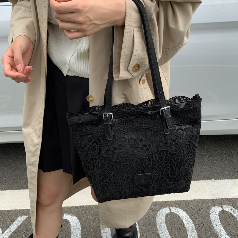 蕾丝蝴蝶结托特包包女式2025新款大容量手提单肩包小众文艺通勤包|undefined