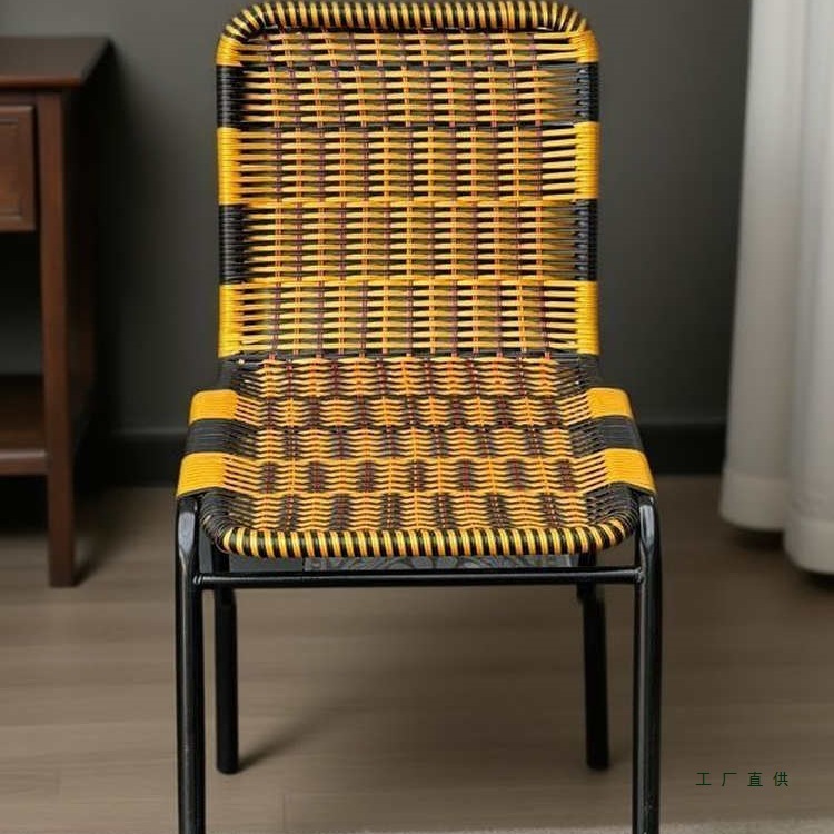 Simple Rattan Single Balcony Chair, Wear-Resistant and Rust-Proof Outdoor Backrest Chair, Hand-Woven Rattan Chair for Home Leisure