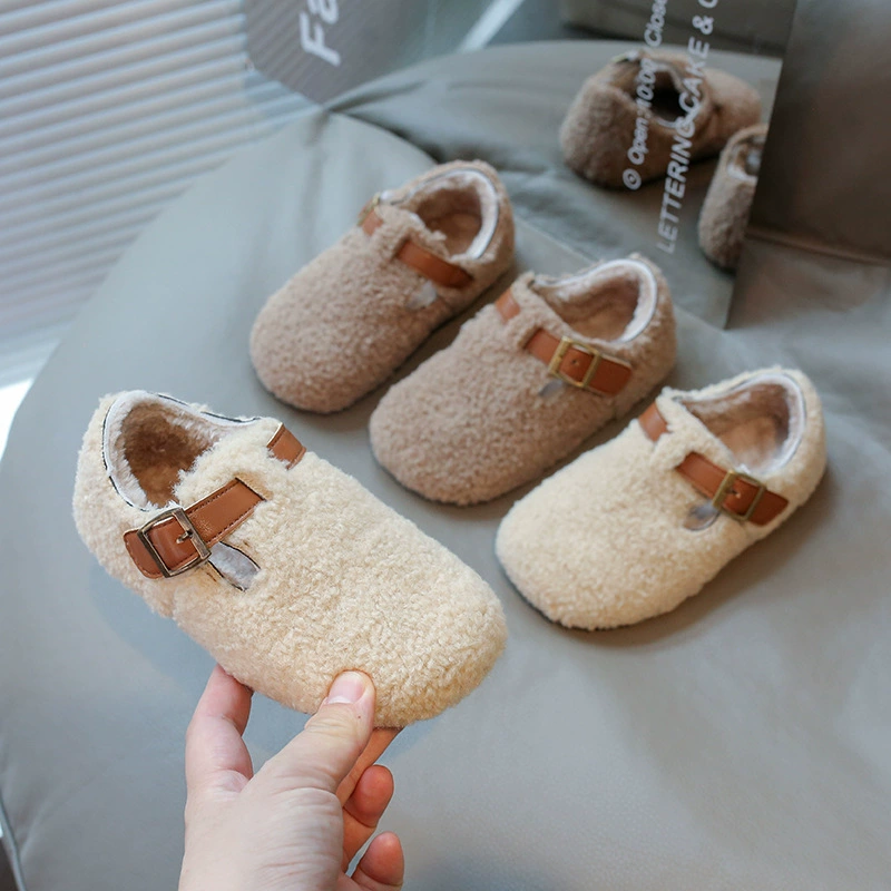 Хлопчатобумажные туфли для девочек Хлопчатобумажные туфли для детей Birkenn 2023 зимние новые плюшевые мягкие подошвы маленькие детские хлопчатобумажные сапоги шерстяные туфли