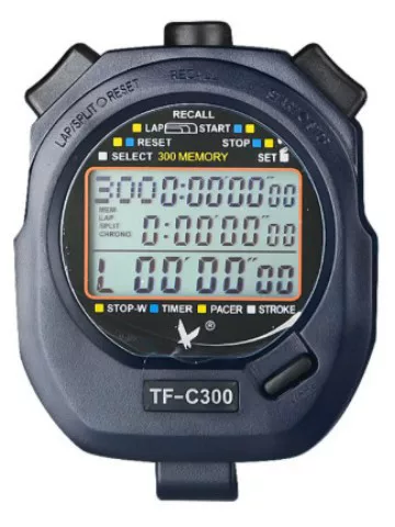 Tianfu Stopwatch C100 Timer for Competitions, Professional Running Sports Metronome, Paddle Frequency 300 Channels TF-C300