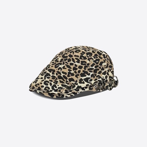 Leopard print beret sun hat, stylish summer cow pattern hat, literary retro forward hat, short brim hat
