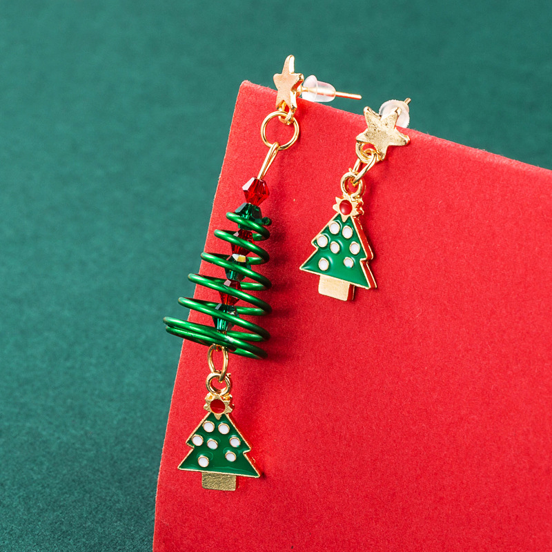 Christmas Ornament Snowflake Snowman Spiral Tree Earrings Wholesale Nihaojewelry display picture 4