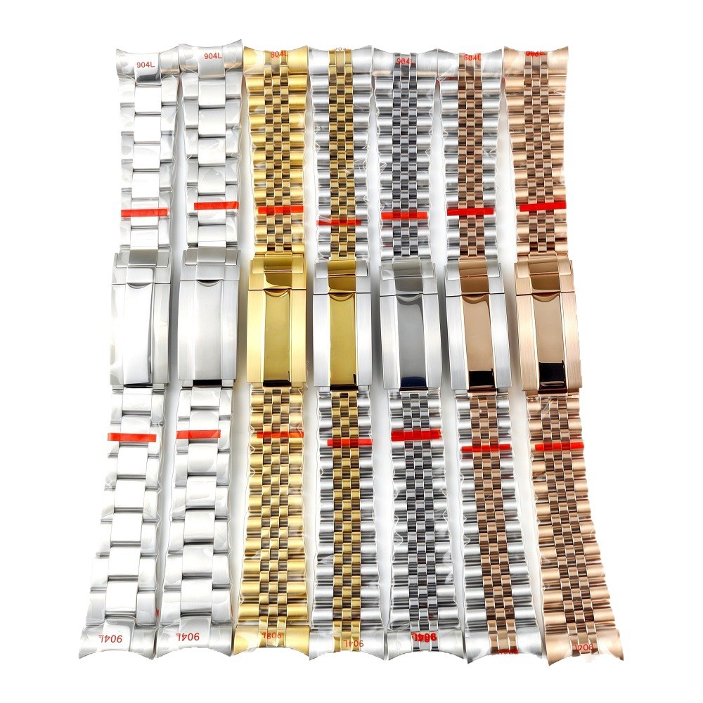 Correa de acero de ajuste fino pulsera de pulsera 21mm sólido de acero plegable accesorios de reloj Renacimiento