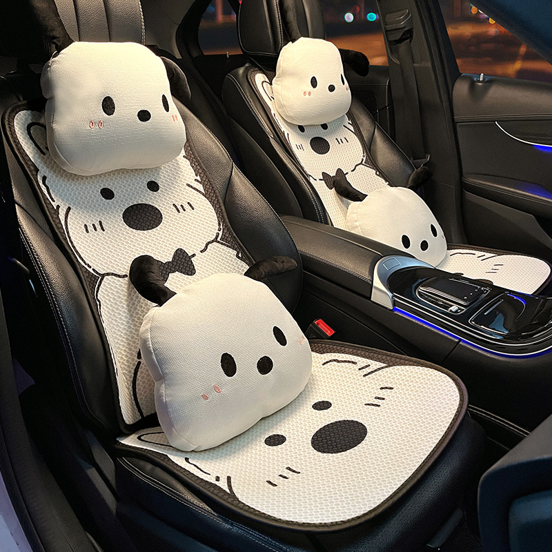 車用シートクッション オールシーズン対応 夏用アイスシルク 2025年新作 車内用 可愛い子犬柄 後部座席カバー キュートスタイル|undefined