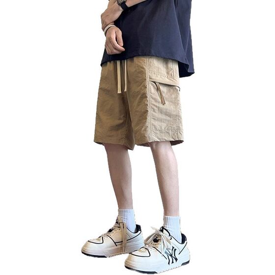 Trendy Brand Tooling Shorts Men's Summer New Ice Silk Cool Casual Straight Pants Men's Trendy All-match Five-point Pants for Men