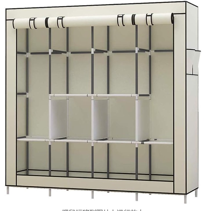 Armario simple transfronterizo, armario de almacenamiento de dormitorio grande de cuatro filas, tubo de acero, dormitorio de alquiler para el hogar, armario de montaje