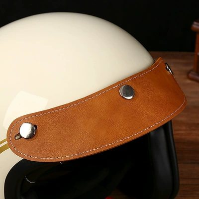 Motorcycle Helmet Pu Leather Brim Retro Cycling Brim Detachable Helmet Mask Motorcycle Helmet Accessories (Dəbilqə (Kaska) aksesuarları) - brown