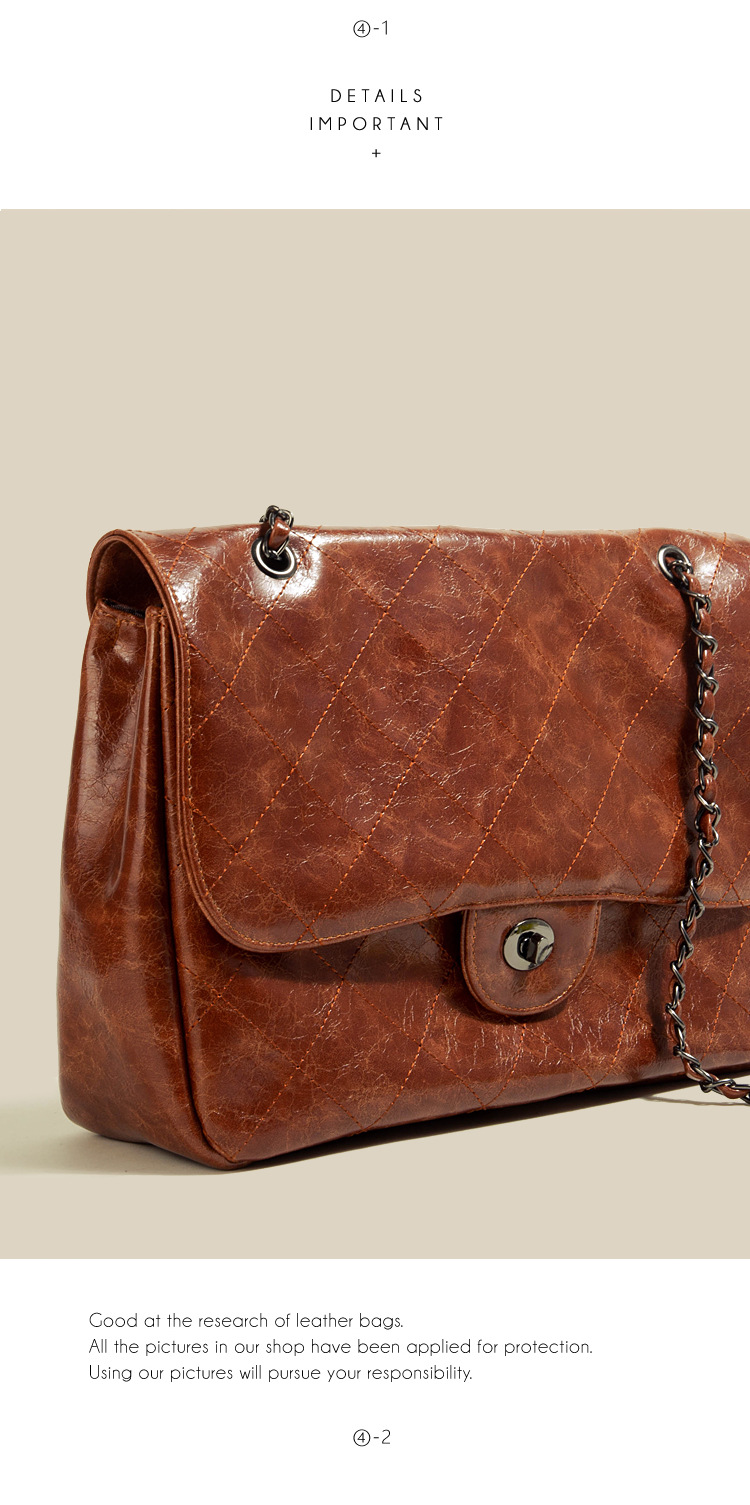 Women's Shoulder Bag Large Capacity Commuter Bag Retro Women's Shoulder Underarm Bag Diamond Grid Chain Women's Bag_voghion.com