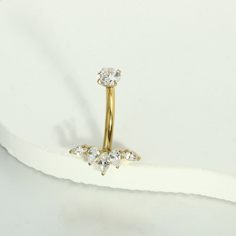G23 Titanium Navel Ring with Zircon Inner Tooth Belly Button Piercing Jewelry Wholesale detail image 8