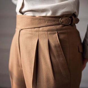 2024 New Spring and Autumn Men's Naples Mid-high Waist Straight Casual Trousers British Retro All-match Trousers