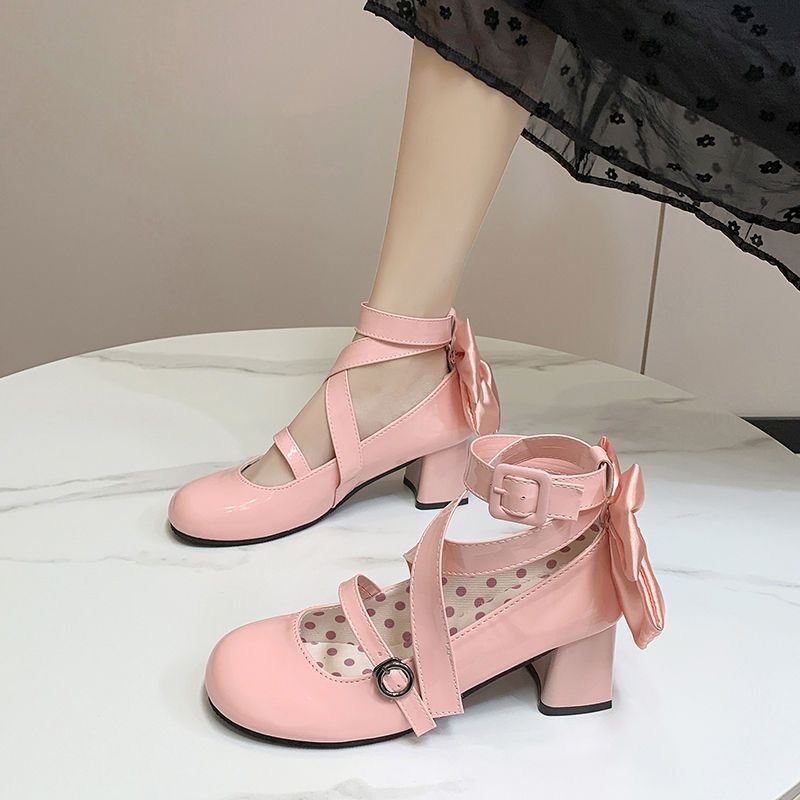 Lolita In-Stock Miss Younai Cute Original Lolita Daily Elegant Round-Toe Mid-High Heels Lolita In-Stock Miss Younai Cute Original Lolita Daily Elegant Round-Toe Mid-High Heels