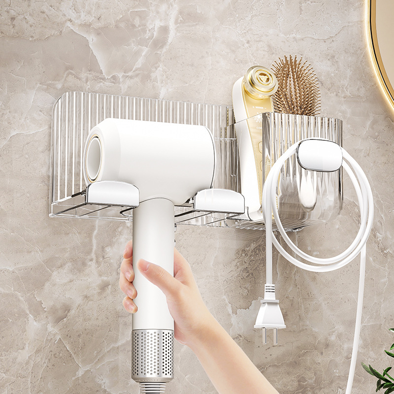 Bluance Light Luxury Hair Dryer Rack Home Hole-Free Wall Mounted Hair Dryer Holder Bathroom and Toilet Storage Shelf