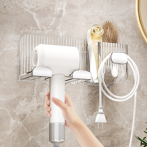Bluance Light Luxury Hair Dryer Rack Home Hole-Free Wall Mounted Hair Dryer Holder Bathroom and Toilet Storage Shelf