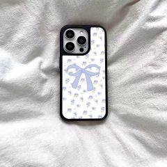 蝴蝶结碎花适用IPhone17promax手机壳15/16pro磨砂PC13少女14硬壳