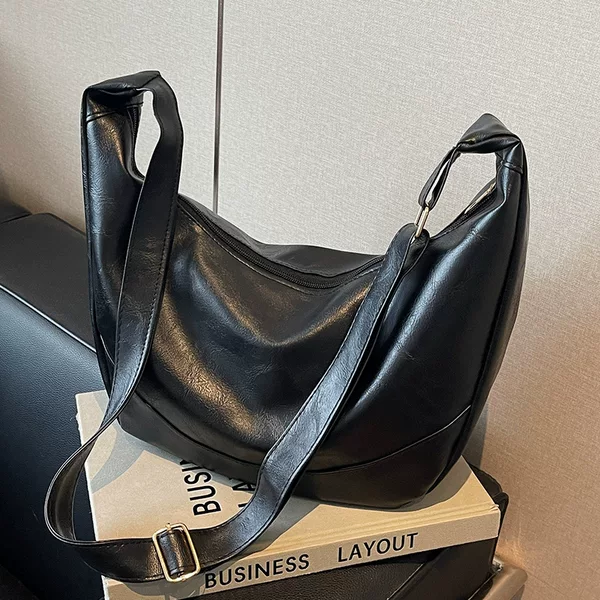 Casual Large Capacity Solid Color Spring 2024 New Western Style Retro Simple Shoulder Crossbody Dumpling Tote Bag
