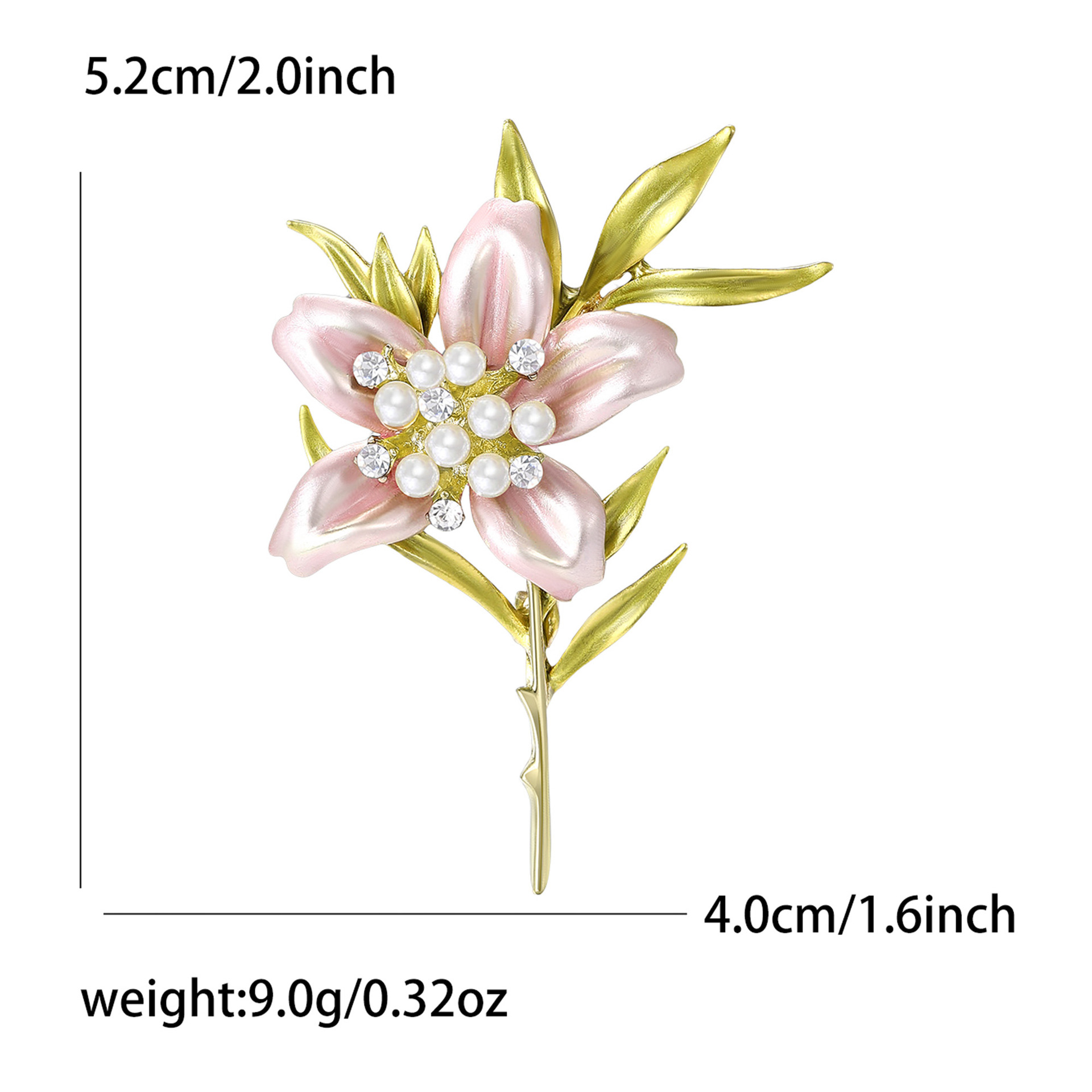 Light Luxury Diamond-Encrusted Pearl Enamel Lily Brooch, Forest Style Gentle and Fresh Floral Plant Brooch, Fashionable and Simple Clothing