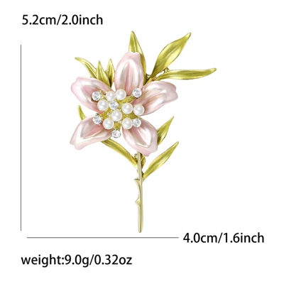 Yaxa sancaqları Lily Brooch, Forest Style Gentle - 14k-imitation-gold-pink-1944-pk