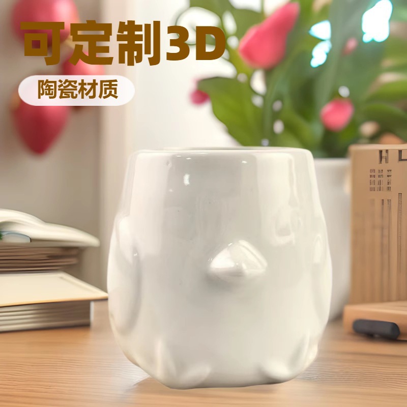 Inventario lindo pareja 3D estereoscópico pájaro de cerámica taza de agua creativa taza de animales 3D blanco puro