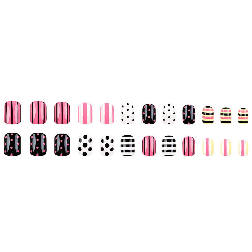 Y2K Spice Girls Stripes Uña, dopamina transfronteriza, 24 piezas de uñas falsas, lote mixto image 6