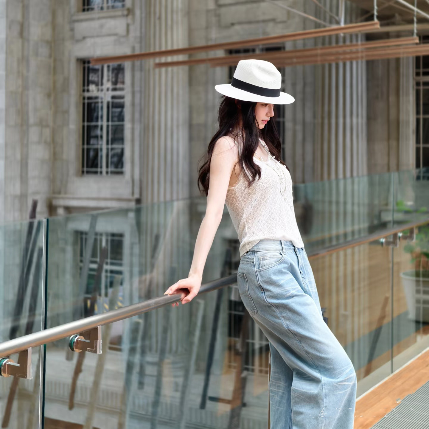 Summer Sun Protection Straw Panama Hat Wide Brimmed Beach Travel Hat For Men And Women_voghion.com