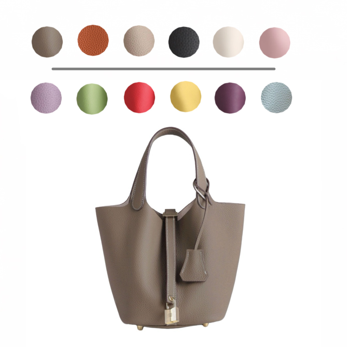 Women's Tote Bag New Version Top Grain Cowhide Lychee Grain Bucket Bag High Quality Genuine Leather Handbag Wholesale