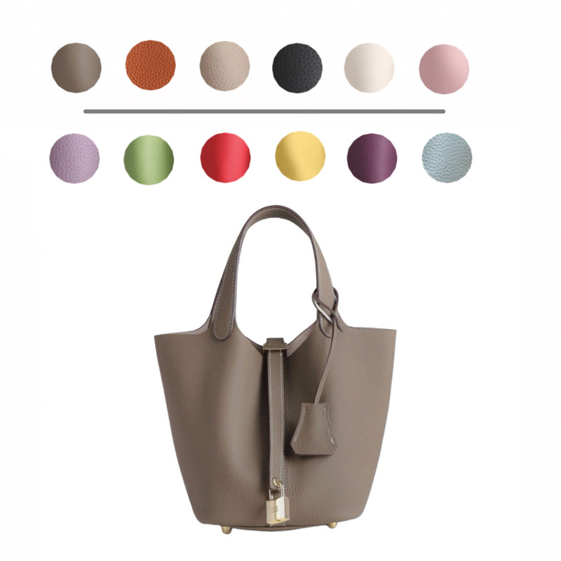 Women's Tote Bag New Version First Layer Cowhide Vegetable Basket Lychee Pattern Bucket Bag High Quality Genuine Leather Handbag Wholesale Women's Tote Bag New Version First Layer Cowhide Vegetable Basket Lychee Pattern Bucket Bag High Quality Genuine Leather Handbag Wholesale